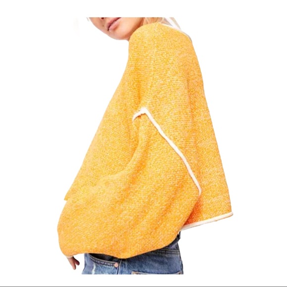 Free People Vibrant Orange Scoop Neck Sweater XL - Picture 3 of 7